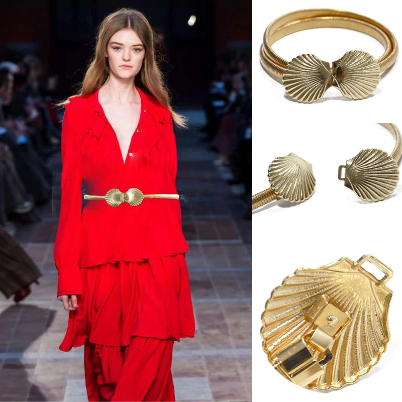Desinger Fashion 2020 Новый универсальный красивый золотой металлический пояс с цепочкой на талии, милый роскошный эластичный пояс Bg-1285