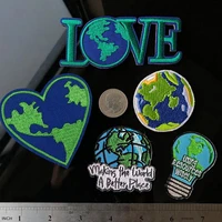 love earth series patch badges patches high quality embroidery applique iron on patches for clothes diy t shirt jacket stickers