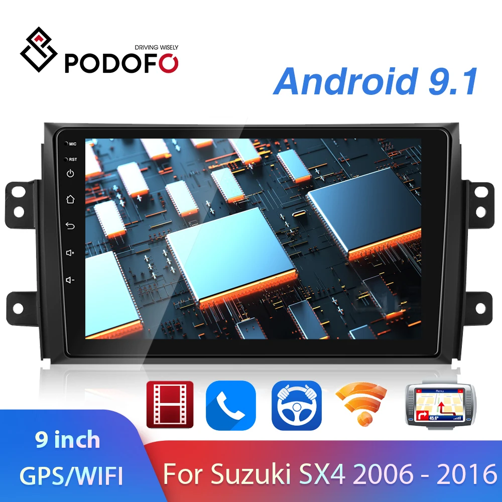 Автомагнитола Podofo 2 Din Android 8 1 9 дюймов GPS Wi Fi OBD2 для Suzuki SX4 2006 2016|Автомагнитолы| |