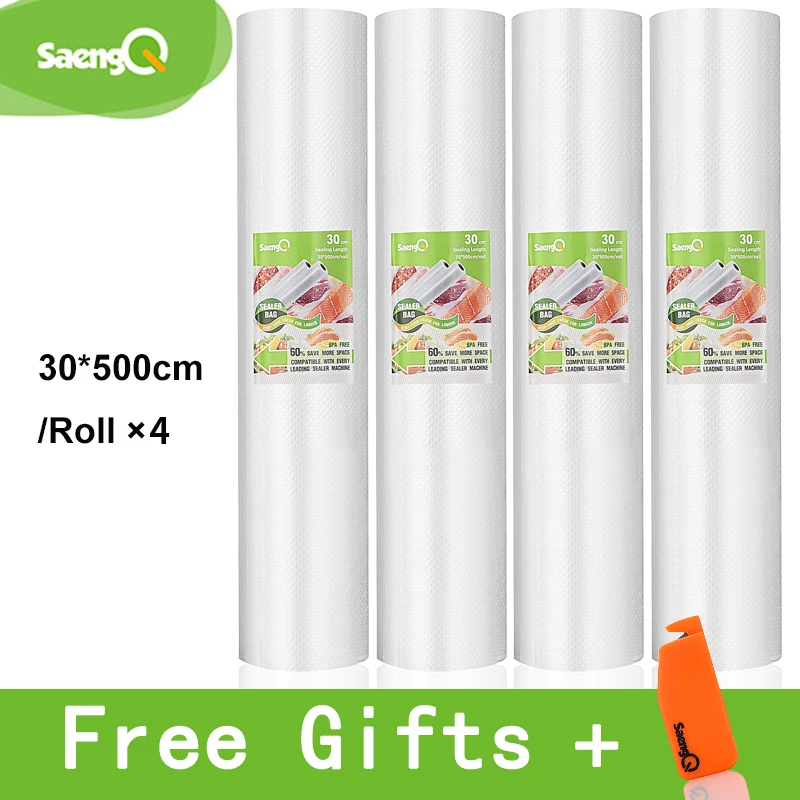 30cm-4pcs SaengQ 5 рулонов/много жизни Кухня Еда вакуум сумка сумки для хранения для вакуумный упаковщик еда свежий долго сохраняя 12+ 15 20 25 30 см* 500 - Цвет: 30cm-4pcs
