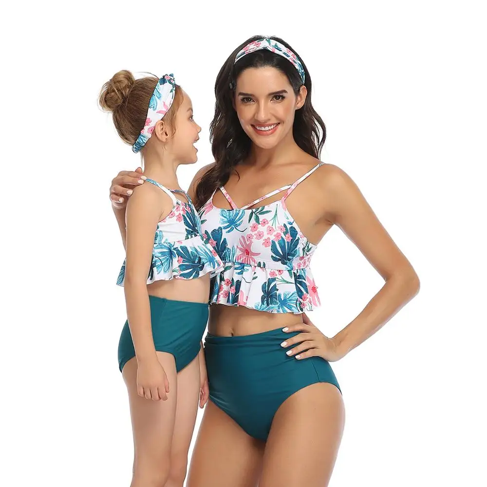 Купальник для мамы и дочки женский купальный костюм маленькой девочки семейный