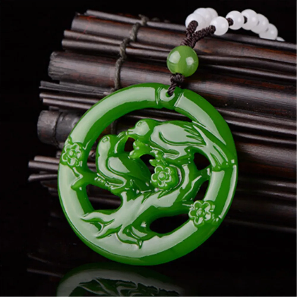 Натуральная Зеленая Нефритовая Яшма с кулоном двусторонняя вырезка двойное