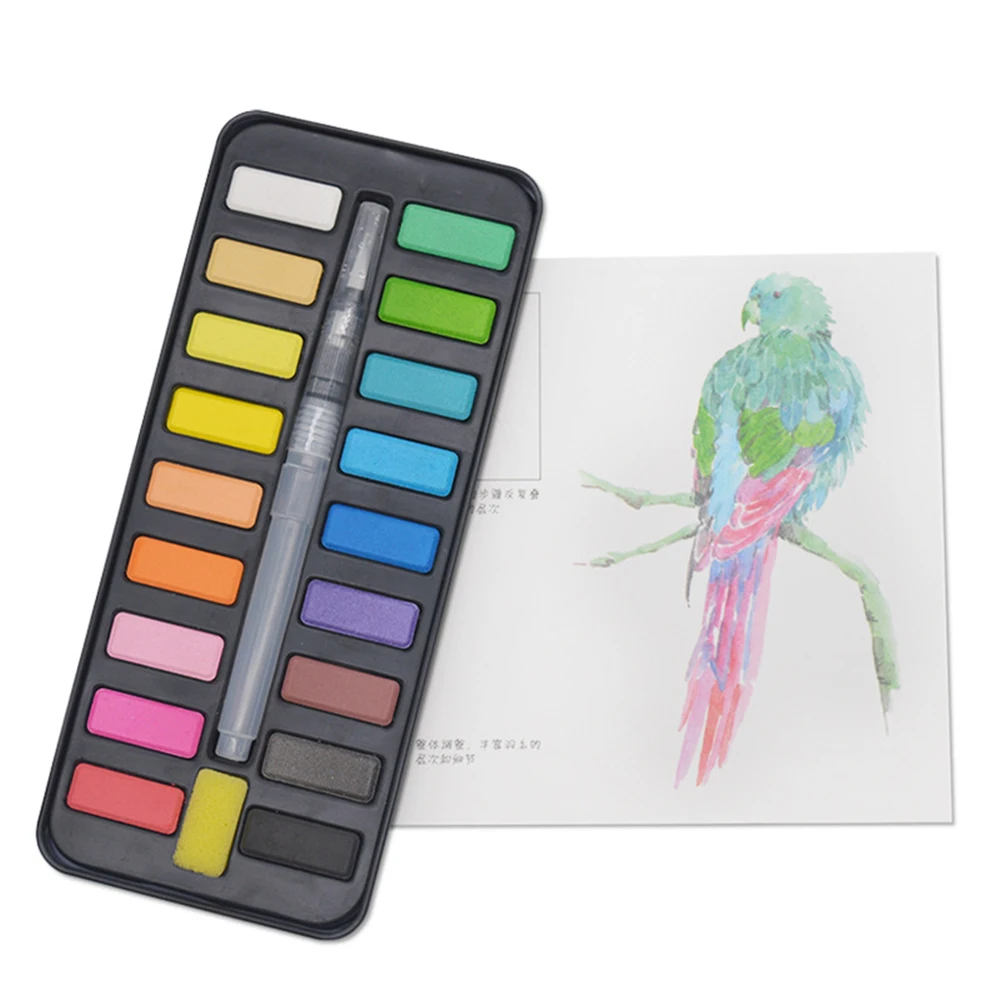

12/18/24 цветов портативная твердая искусственная гуашь с кисточкой для рисования в воде школьная акриловая искусственная кожа