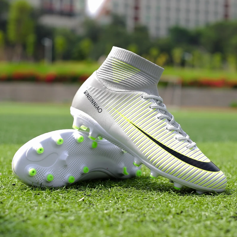 

Men Soccer Shoes Adult Kids TF/FG High Ankle Football Boots Cleats Grass Training Sport Footwear 2021 Trend Mens Sneakers 35-45