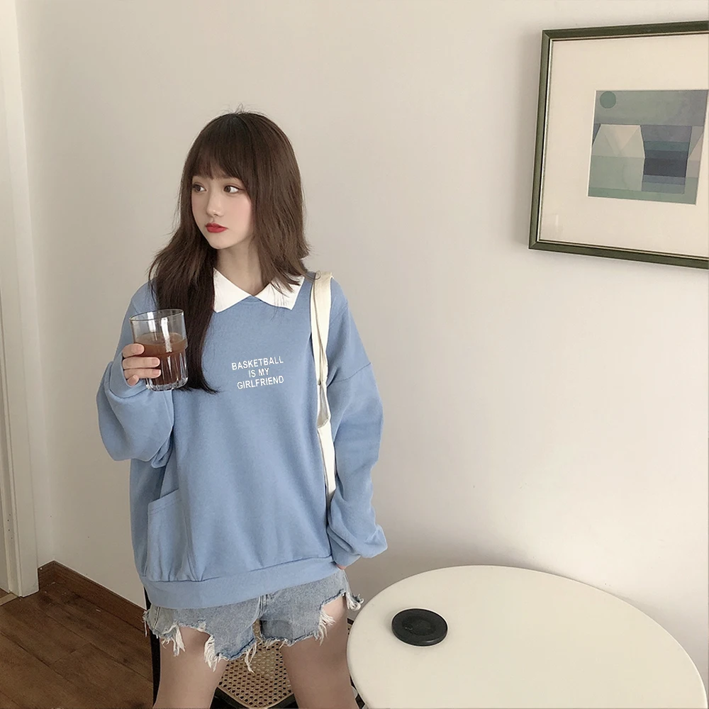 Женские толстовки с буквенным принтом толстовка в стиле Харадзюку свободный