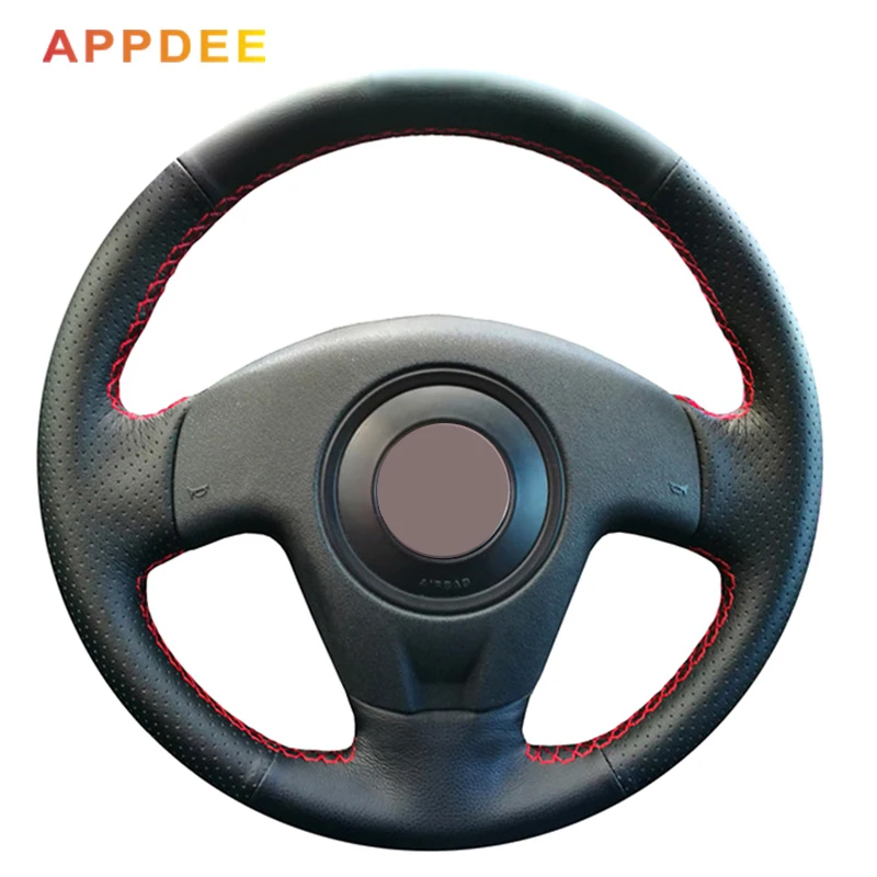 APPDEE ручной работы черный искусственный кожаный чехол рулевого колеса автомобиля для сиденья Ibiza 2004 2006