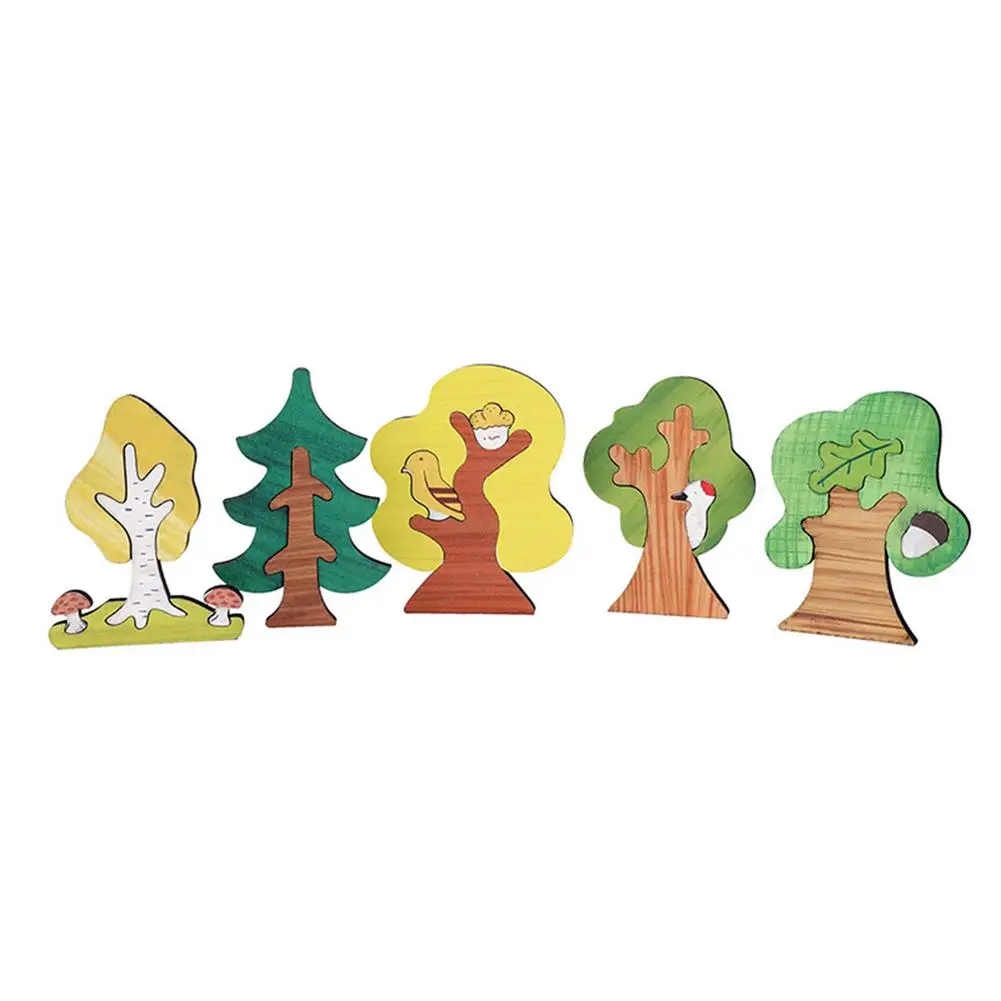 

New Kids Wooden Puzzle Children Educational Forest Trees Jigsaw Toy Toddler Baby Early Educational Learning Montessori Toy Gift