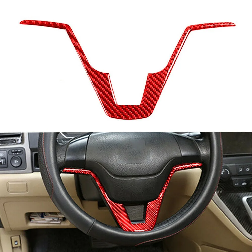 

Fit For Honda CR-V CRV 2007-2011 Red Carbon Fiber Car Steering Wheel Panel Trim Interior Accessories