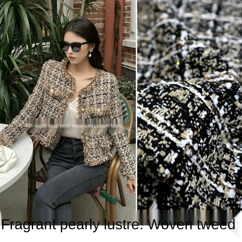 

Small fragrant pearly woven blended tweed suit jacket fashion fabric, sewing fabric factory shop is not out of stock