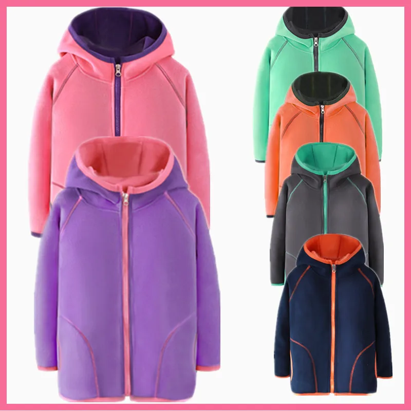 Boys Polar Fleece Jacket Kids Hooded Long Sleeve Autumn Girl Child Coat Embroidery Warm Children Outerwear Clothes