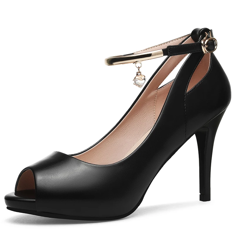 

Design Hot Sale Women Peep Toe Pumps Shoes Black Solid Thin High Heels Pumps Wedding Shoes Office Ladies Shoes Pumps N0308