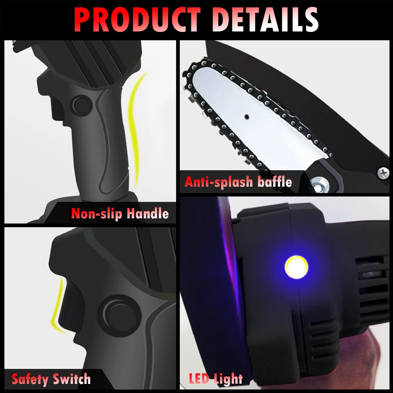 

ANENG Mini Electric Chainsaw 4inch 21V Portable Handheld Cordless Pruning Shears Chainsaw for Tree Branch Wood Cutting US Plug