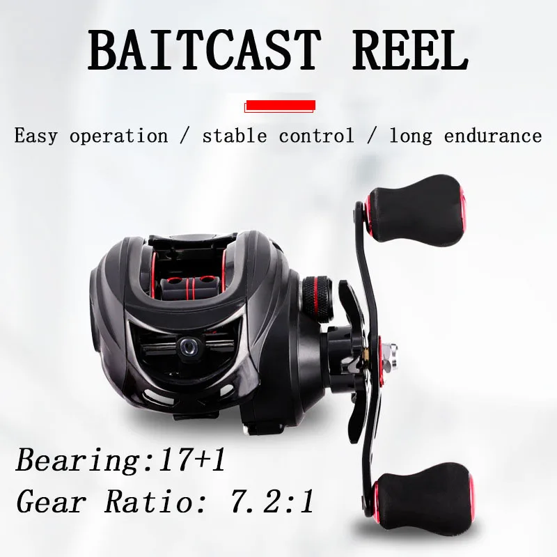 

Bait Casting Baitcast Reel LK100 Drum Wheel Gear Ratio 7.2:1 Bearing 17+1 Drag 8kg Magnetic Brake Metal Line Cup Fishing Tackle