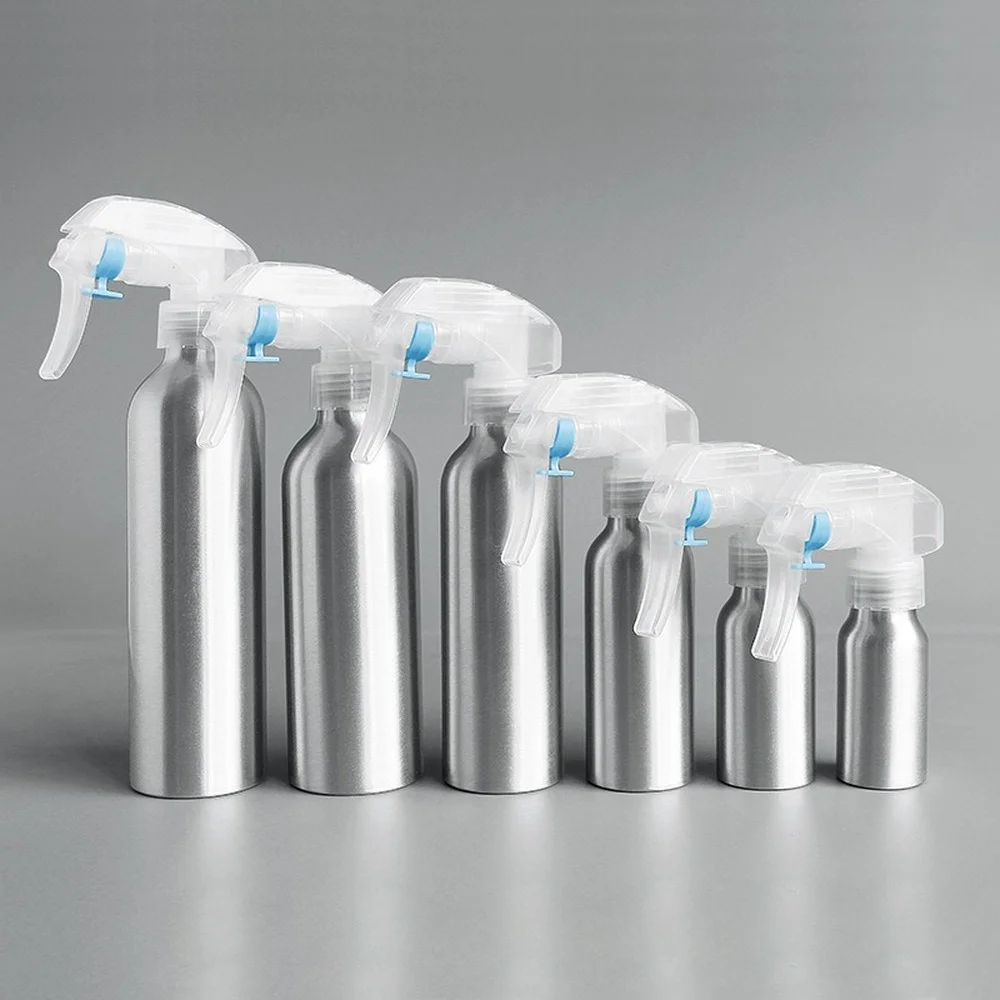 

10pcs Aluminum Bottle Empty Trigger Water Mist Sprayer Bottle Hairdressing Container Atomizer 30ml 50ml 100ml 120ml 150ml 250ml