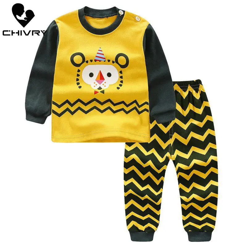 Пижамный комплект для новорожденных мальчиков и девочек Милая футболка с