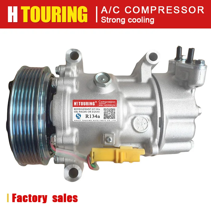 Компрессор кондиционера Sanden 6V12 для Citroen C2 C3 Peugeot 206 307 9655191680 9684480480 9800822280 1450 1908 1449 1450F
