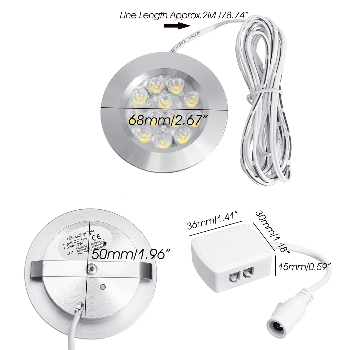 

4pcs LED Downlight Spotlight 3W Round Recessed Ceiling Lamp 12V LED Interior Lighting For RV Motorhome Caravan Boat