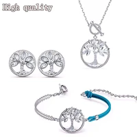 high quality swa exquisite crystal tree of life design lucky women necklace charming fashion jewelry set gift
