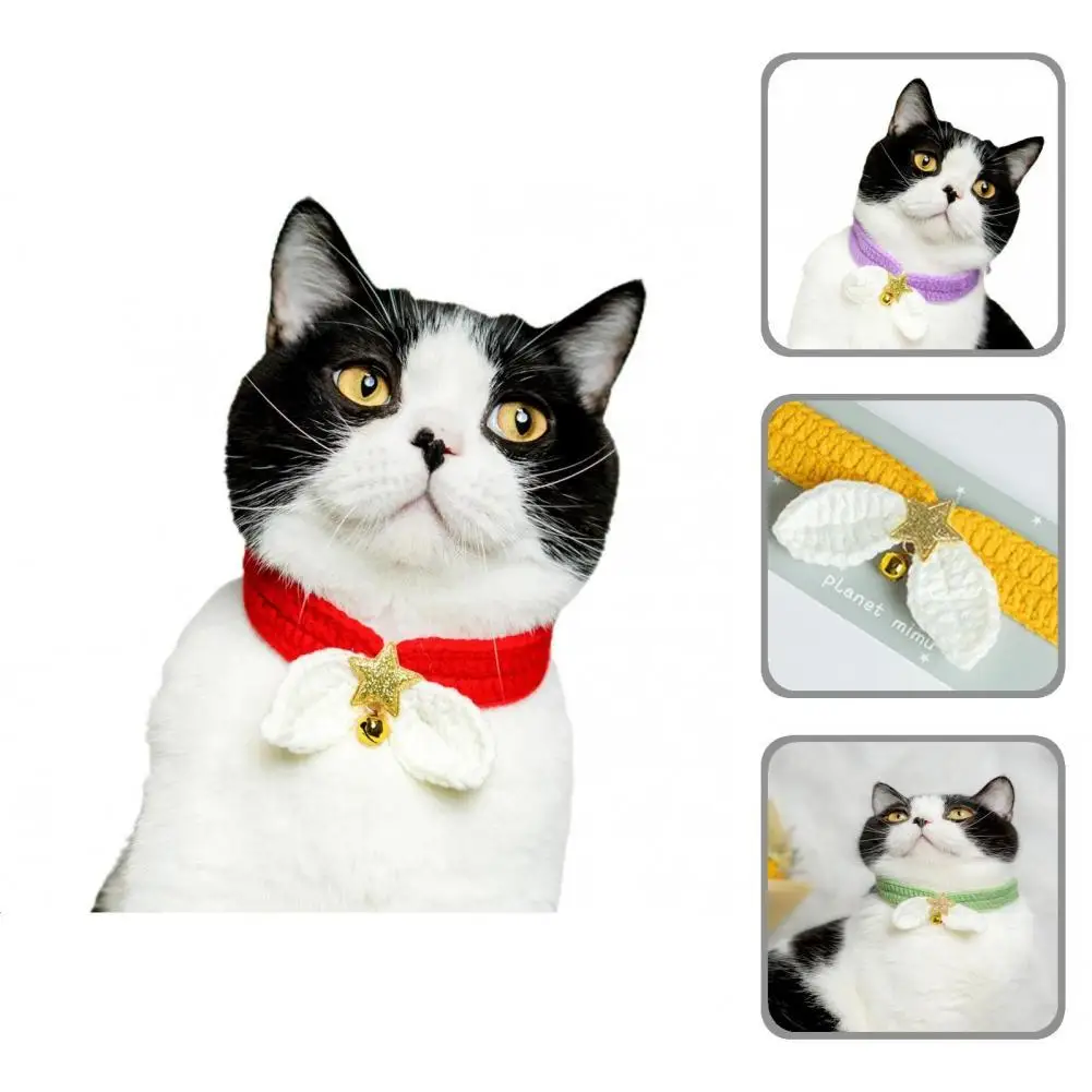 

Comfortable Wear Woolen Yarn Adjustable Bell Cats Neck Collar for Living Room
