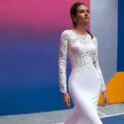 Новые облегающие сексуальные кружева с длинными рукавами для пола Красивые свадебные банкеты могут быть настроены по цвету