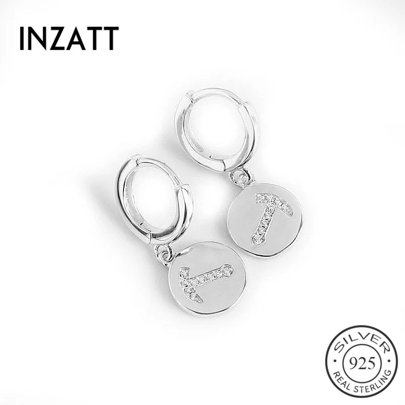 

INZATT Real 925 Sterling Silver Minimalist Round Hoop Earrings For Fashion Women Party Fine Jewelry Cute Accessories Gift