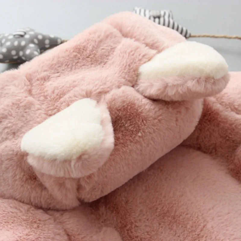 Зимнее Детское пальто с кроличьим мехом для девочек толстые флисовые парки