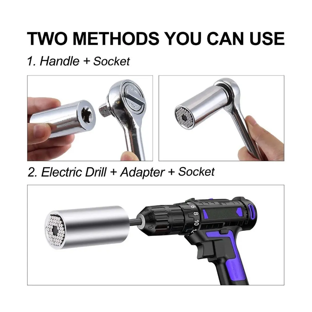 Universal Ratchet Spanner Set Socket Sleeve 7-19mm Power Drill Bushing Adapter Extension | Инструменты