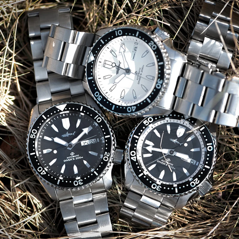 HEIMDALLR SKX007 механические часы Для мужчин погружения сапфир с белым циферблатом