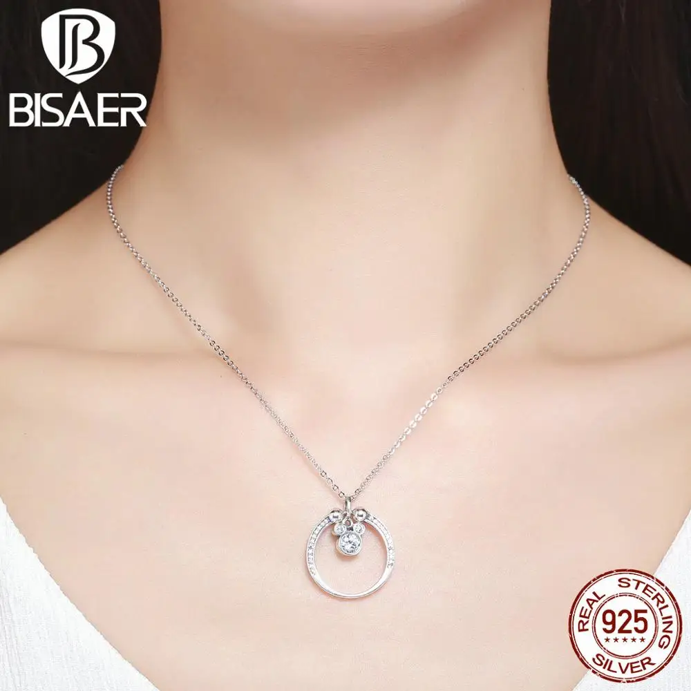 BISAER 925 пробы Серебряное кольцо геометрический Микки ослепительные CZ кольца для женщин модные ювелирные изделия DIY Ювелирные изделия Miki