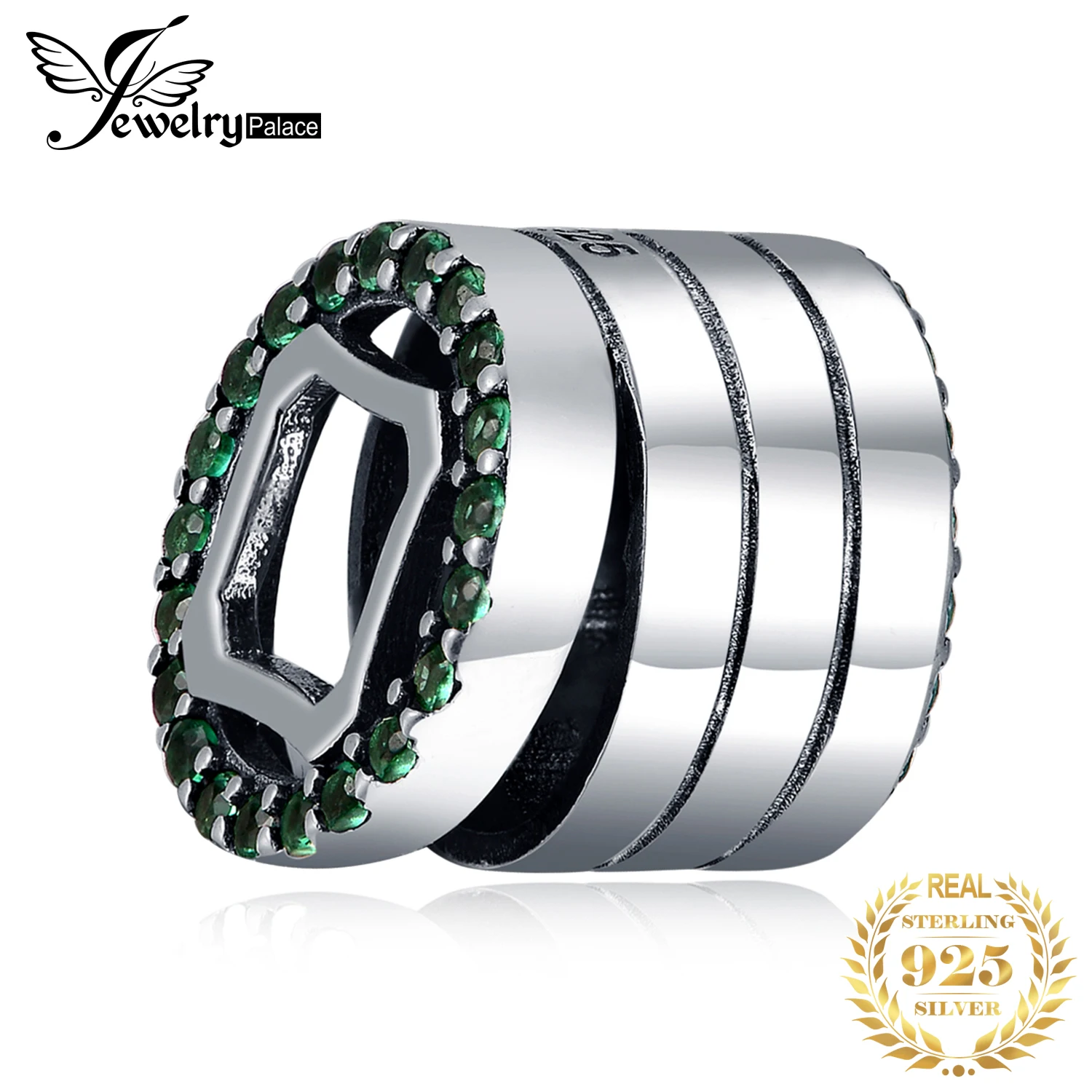 JewelryPalace Винтаж зеленый кубический цирконий Китайский Медь монета Шарм бисера Fit Браслет Лидер продаж как подарки для женщин
