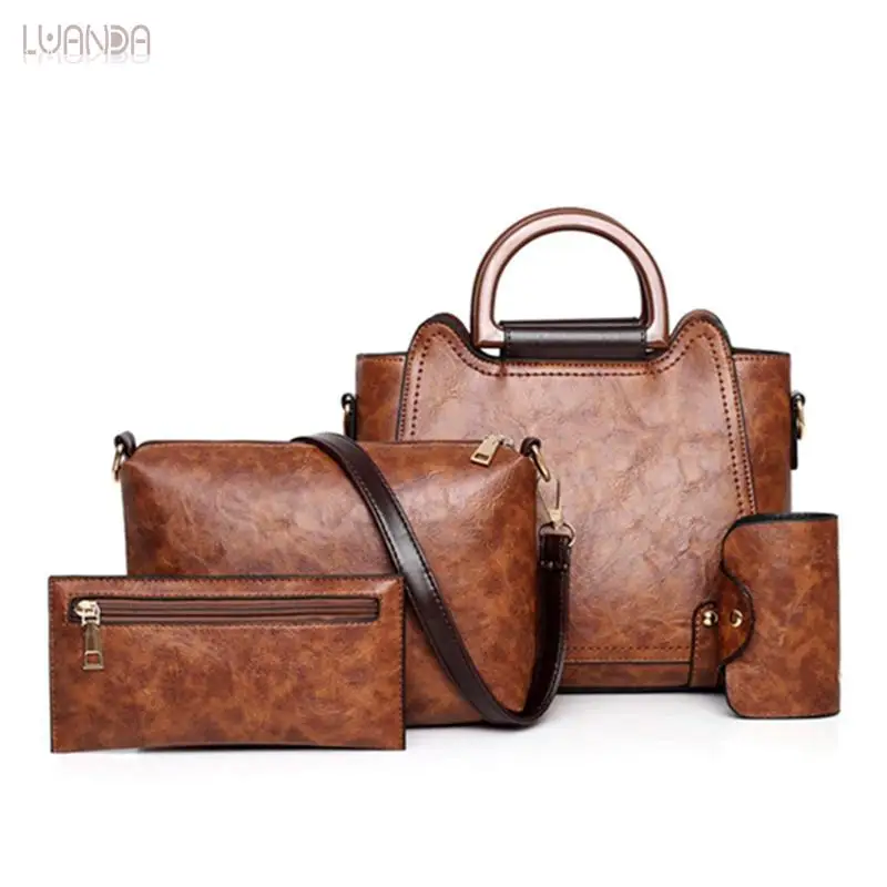 

Leather Casual 3 Sets Totes Classic Simple Women's Handbag Designer Fashion Handbags Composite Shoulder Messenger Bag For Girls