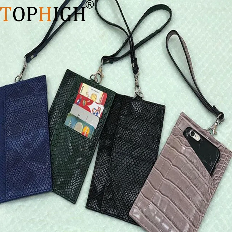 

Новинка, рельефный шнурок TOPHIGH из крокодиловой/змеиной кожи, держатель для карт для мужчин и женщин, мужской держатель для карт, кожаный держ...