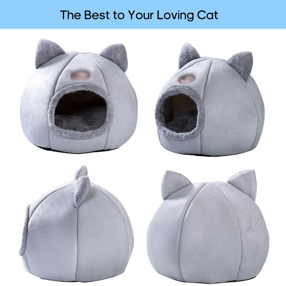 Кровать для кошек теплая домик домашних животных мягкая зимняя подстилка щенков