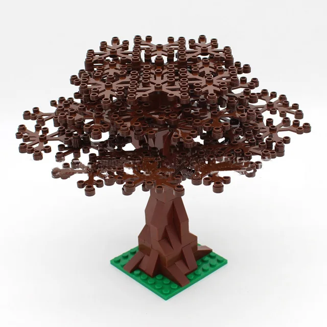 Big Tree Brown Обучающий строительный блок городской подъемник вишня авеню дорога дерево обучающий кирпич подарок-игрушка для мальчика-без коробки - Цвет: Big Tree Brown