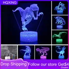 HQXING серии динозавров цветов 3D светодиодный ночсветильник с дистанционным управлением настольные лампы игрушки подарок для ребенка украшение для дома