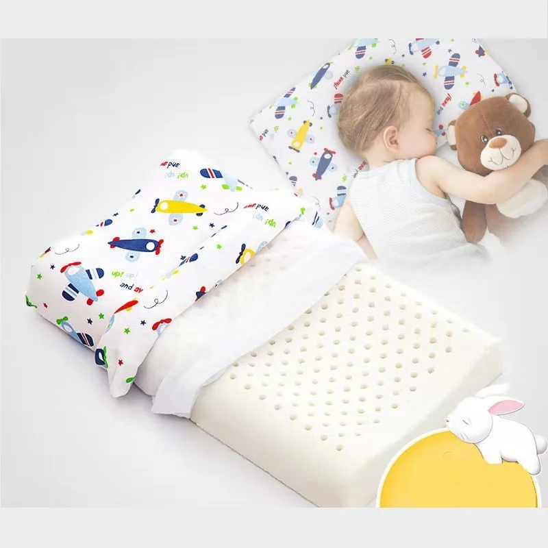 

Two Sizes Soft Latex For Infant Ergonomic Design Baby Head Cushion Neck Guard Cartoon Kids Pillow 12 Colors