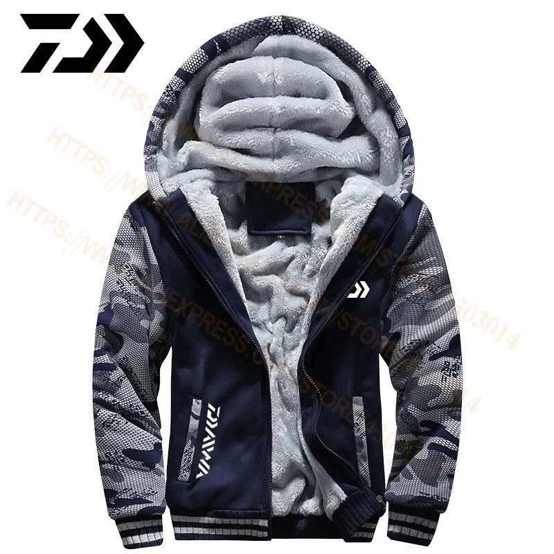 

2020 Daiwa Fishing Clothes Hoodies Outdoor Sweatshirt With Cap Loose Fleece Warm Jacket Men Fishing Clothing With Hood Dawa Coat