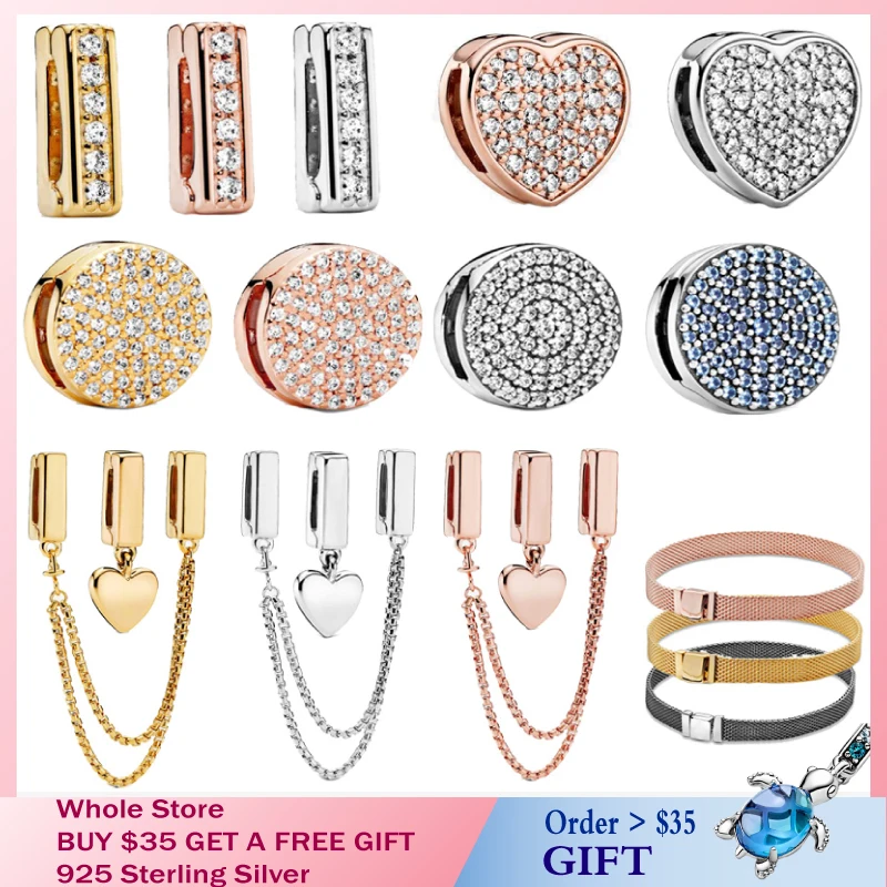 

Special offer 100% 925 Sterling Silver Timeless Sparkling Clip Charms fit Original Pandora Reflexions Bracelet Gift for DIY