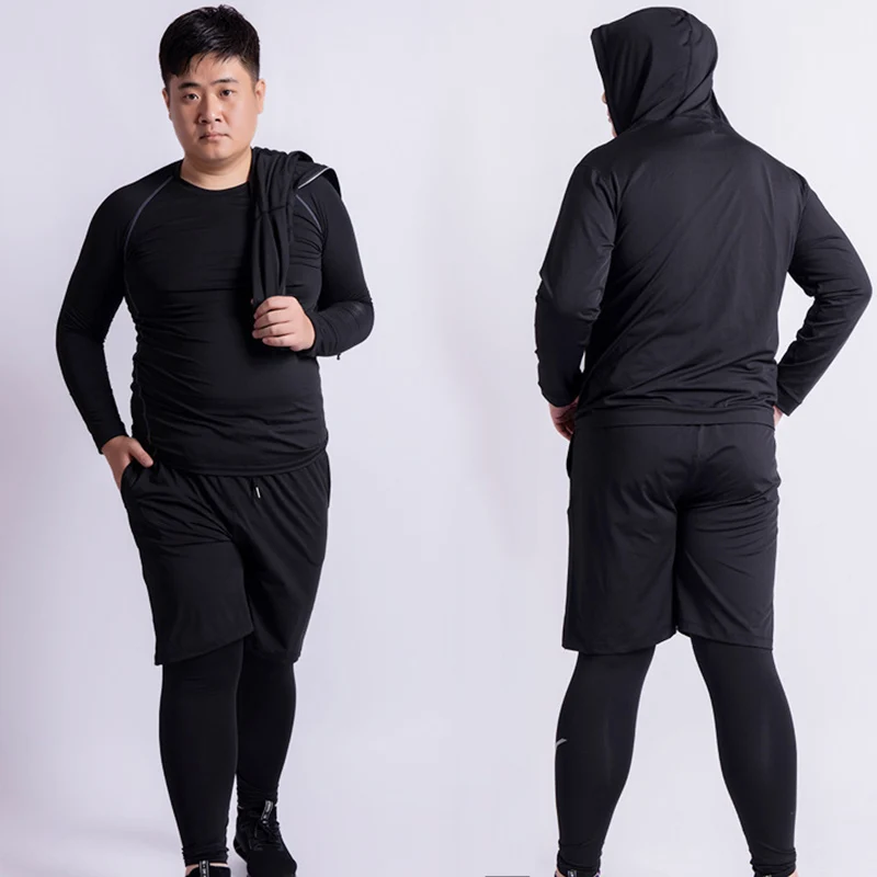 Быстросохнущая 4 шт. Автомобильный Кабель Плюс Размеры 5XL 6XL мужские спортивные костюмы компрессионный комплект для бега Спортивная Костюмы тренажерный зал для обучения фитнесу, спортивный костюм