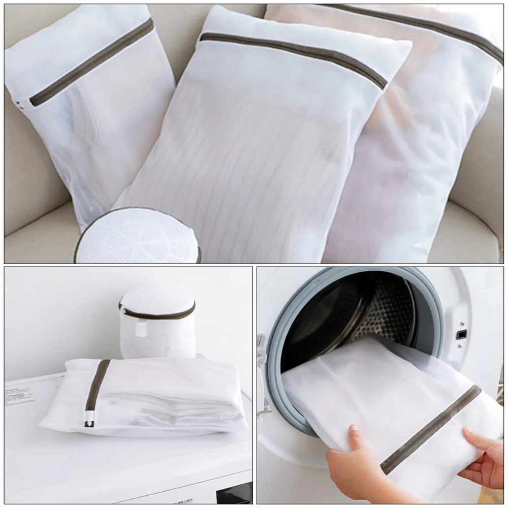 

10pcs Laundry Bags Kit Reusable Zipper Design Clothing Washing Mesh Net Bags