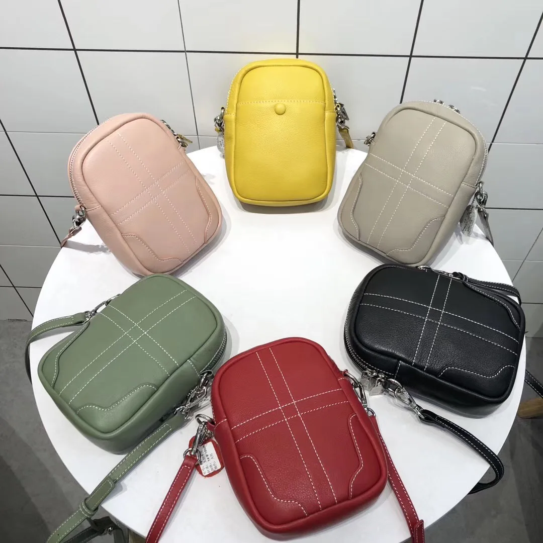 

free shipping 2020 the new style fashion and sweet genuine cow leather women one shoulder bag crossbody bag 14cm 6 color