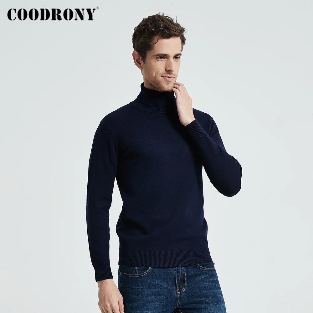 

COODRONY Brand Turtleneck Sweater Men Classic Casual Pull Homme 2019 Winter Thick Warm Sweaters Soft Knitwear Pullover Men C1009