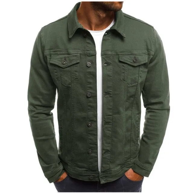

Men's Classic Denim Jacket Fashion Casual Cotton Jacket Pure Blue 2021 Fall