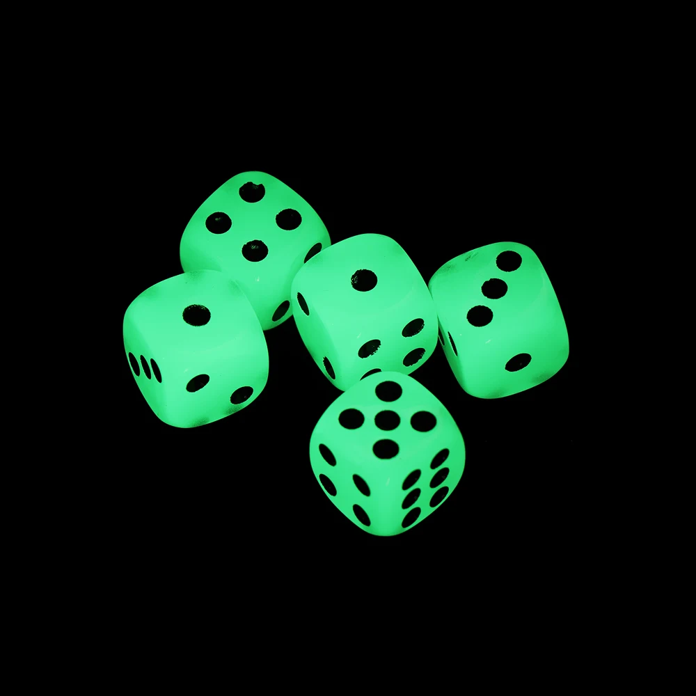 

5Pcs 14mm 6 Sided Hot sale Noctilucent Dice Cubes Game Dices Bright Light Dice Drinking Tool KTV Entertainment Accessories