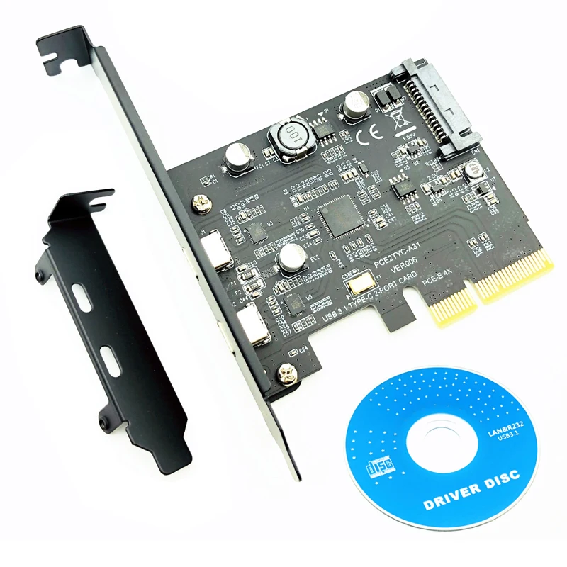 Usb type C PCI Express Card PCI-E 4X к usb 3 1 Gen2 10 Гбит/с 2-портовая карта расширения типа ASM3142 чип SATA