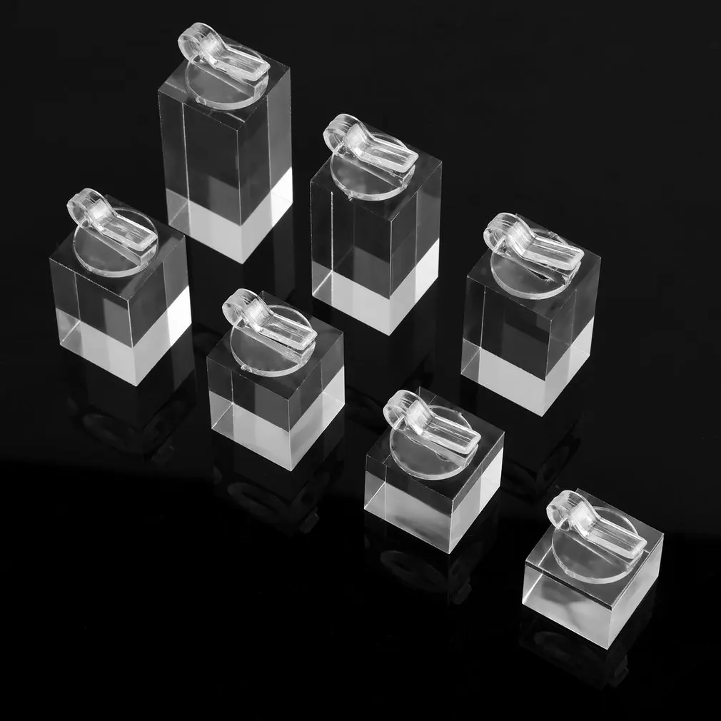 7pcs/pack Clear Square Bottom Plexiglass Storage Organizer Rings Display Stand Holder Jewelry Showcase | Украшения и аксессуары
