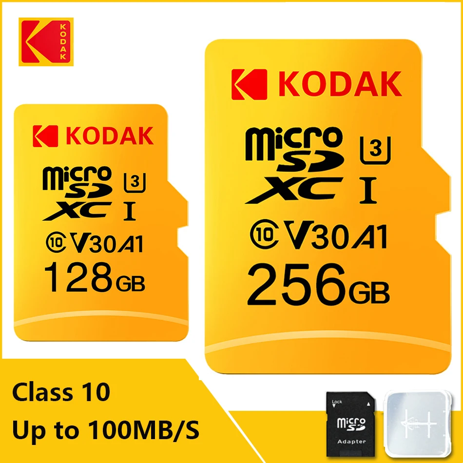 Карта памяти Kodak высокоскоростная 100 флешки 32 ГБ A1 класс 10 флэш-карта 64 128 Micro SD V30 U3