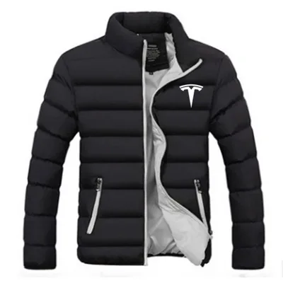 

Winter jacket men 2021 fashion men's stand-up collar zipper jacket Tesla car jacket jacket men's winter padded jacket
