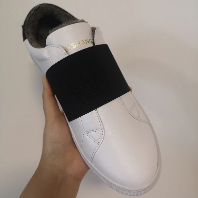 Black Fur Lined Подиумные эластичные ботинки на плоской подошве; женские слипоны; кроссовки на платформе; Роскошные Дизайнерские кроссовки белого цвета на толстой подошве; женская обувь для активного отдыха - Цвет: Black Fur Lined