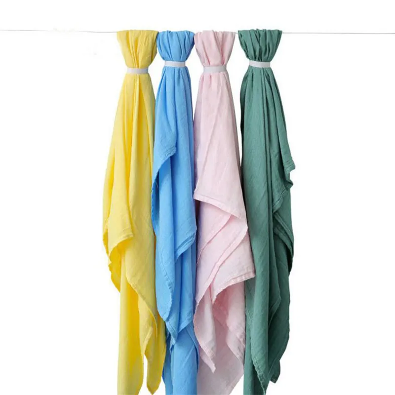 

120*120 bamboo cotton blanket swaddle solid color muslin cotton swaddle for baby newborn plain color blanket swaddle wrap